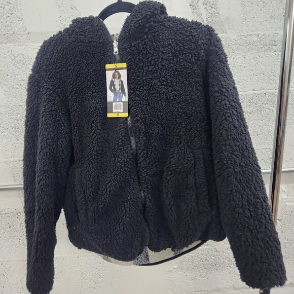 NWT Weatherproof Reversible Sherpa Zip Hoodie Black/White Buffalo Plaid Size S - Picture 9 of 16